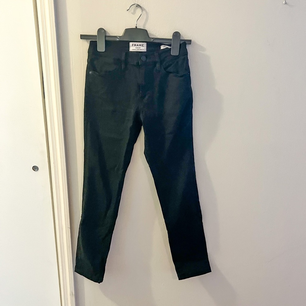 Frame Le High Skinny, altered in length, high rise, size 24, black